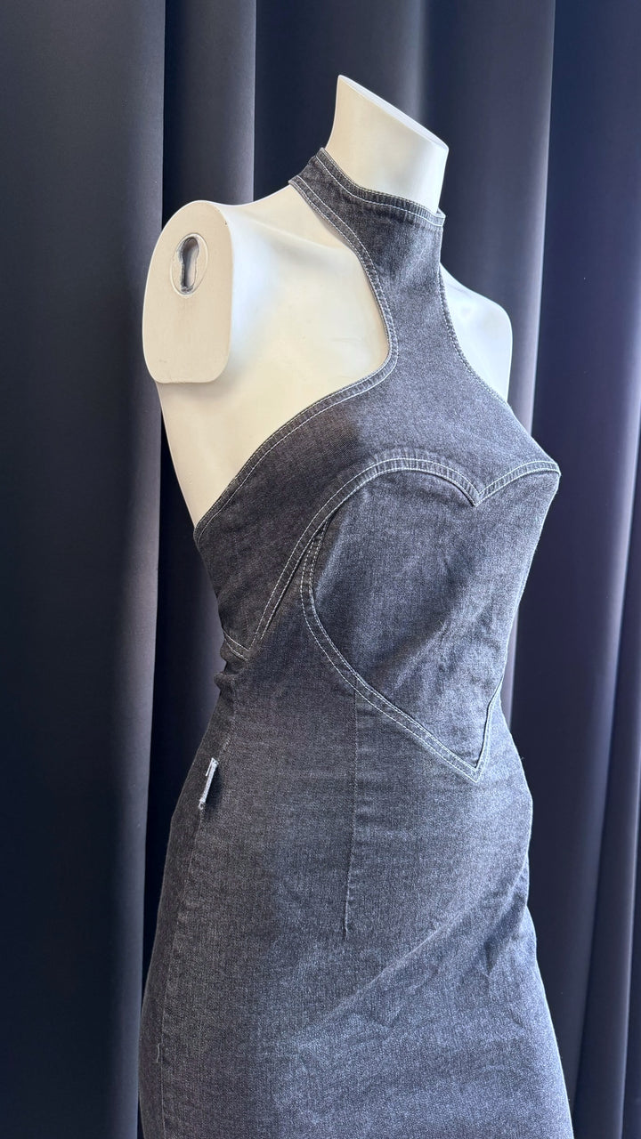 Moschino Jeans 2000s heart-bodice denim mini dress