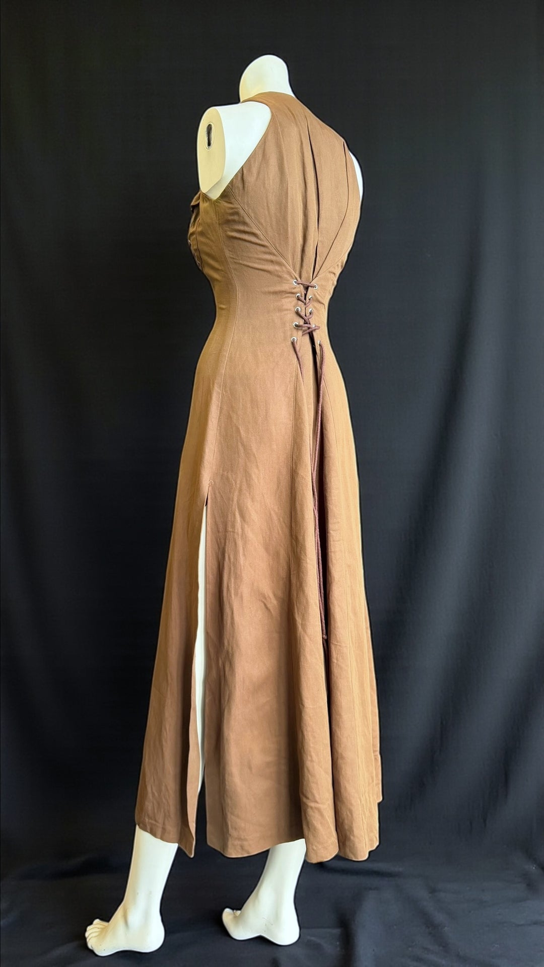 Thierry Mugler ACTIV archive corset detail linen blend maxi dress