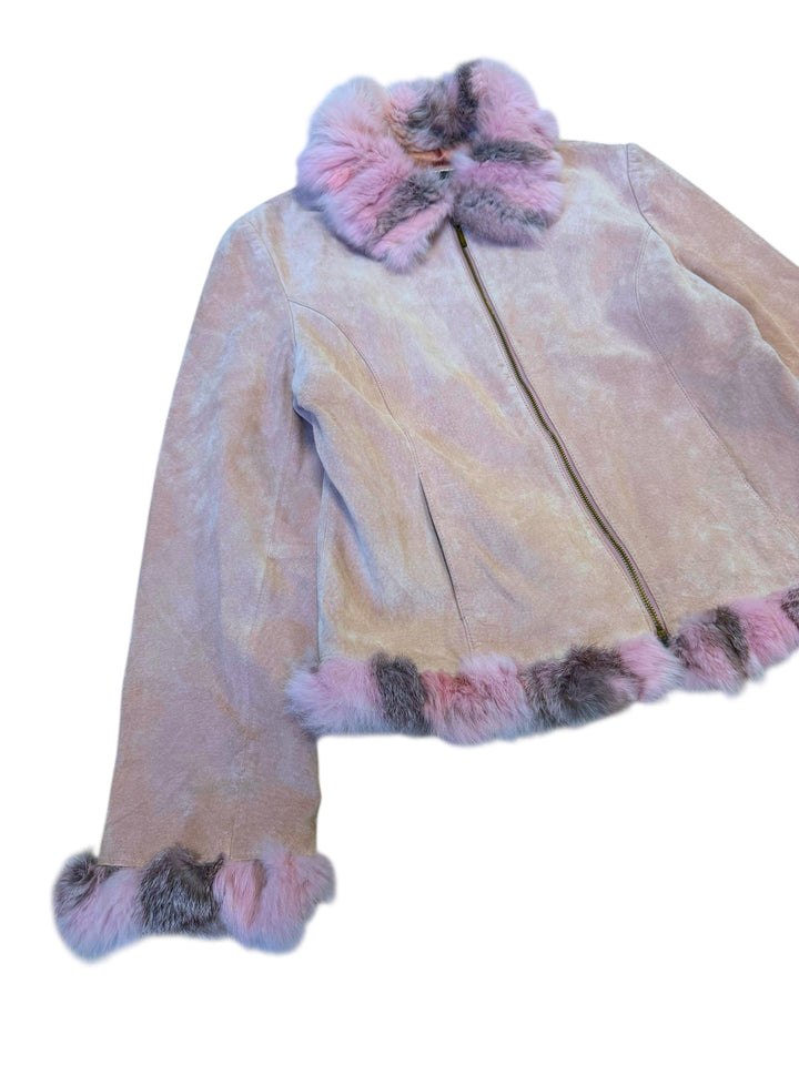 2000s La Fiorentina pink suede & rabbit fur jacket