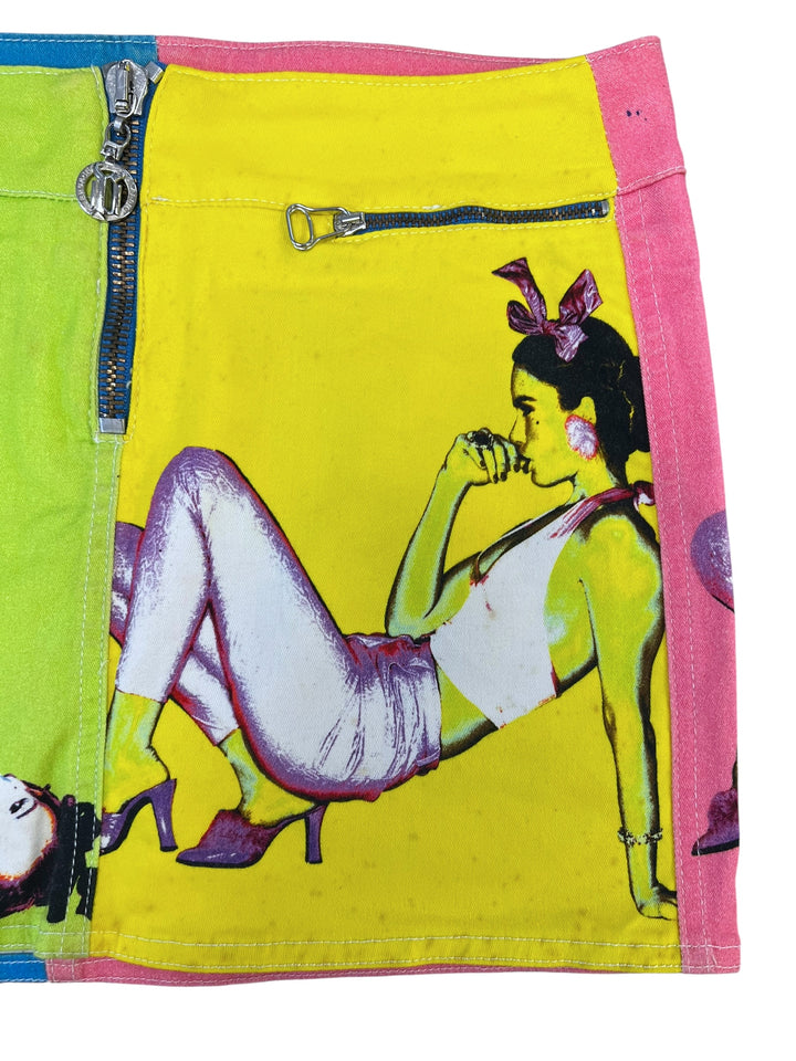 Donatella Versace Low Waisted Colourful F/S 2004 Pop Art Mini Skirt Small