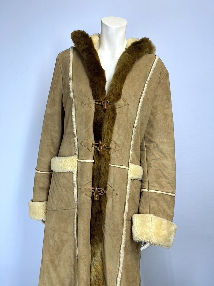 Vintage Shearling Hoodied Coat Women's Extra Large