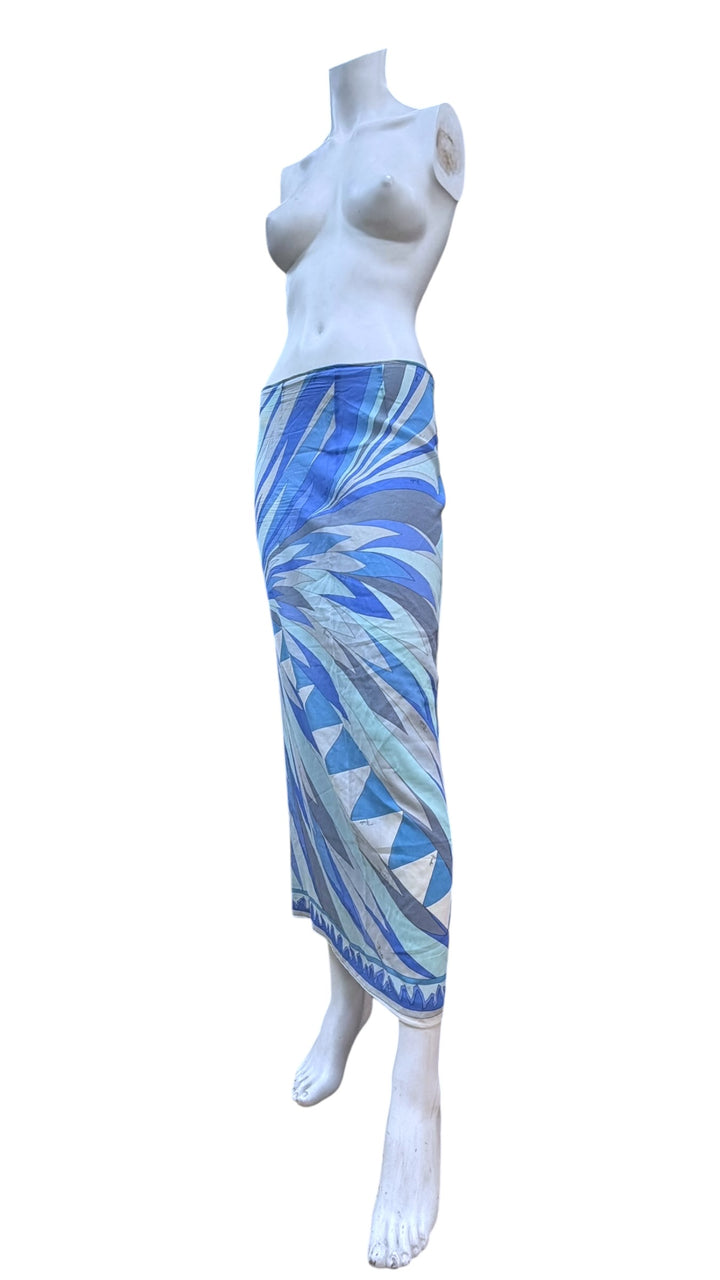Emilio Pucci blue abstract print silk skirt