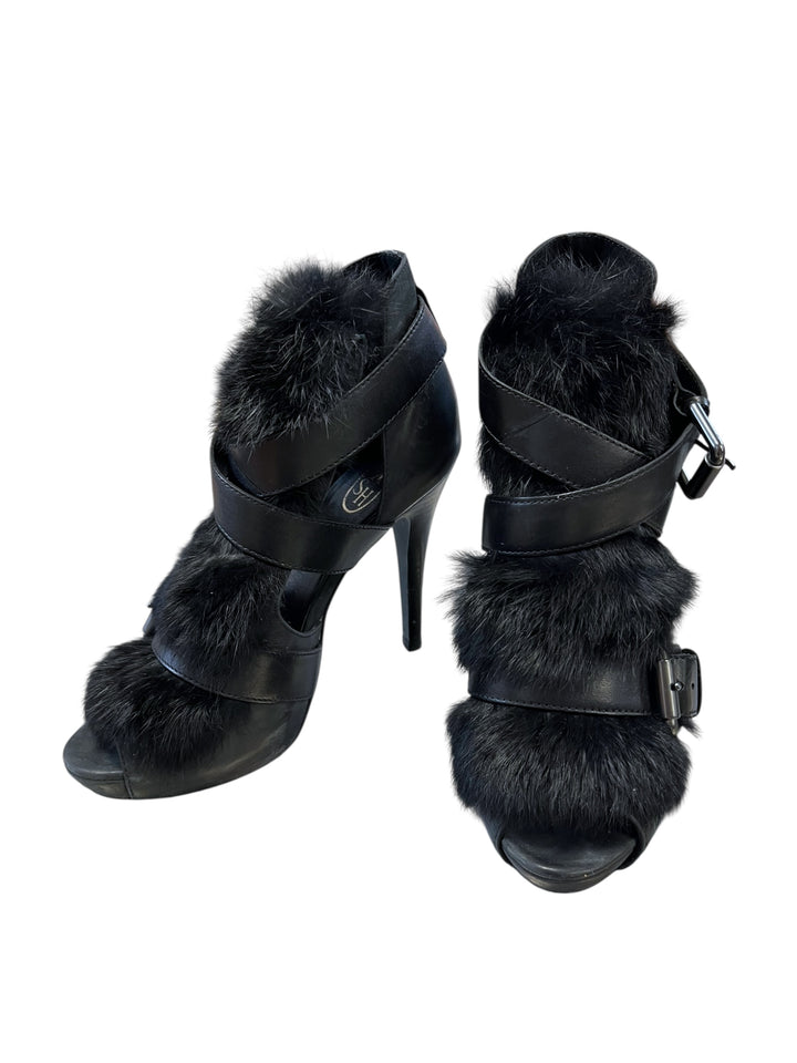 Ash Rabbit Fur Leather Heels Size eu39