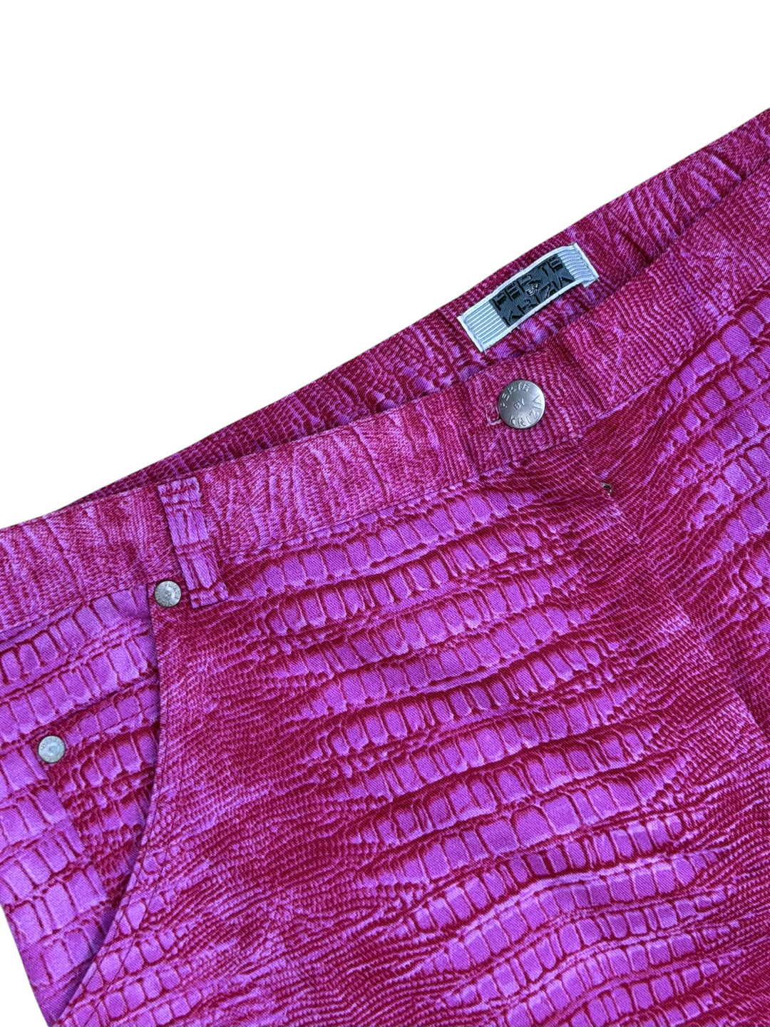 Per Te by Krizia 1990s Croc-Print Cotton Trousers Large