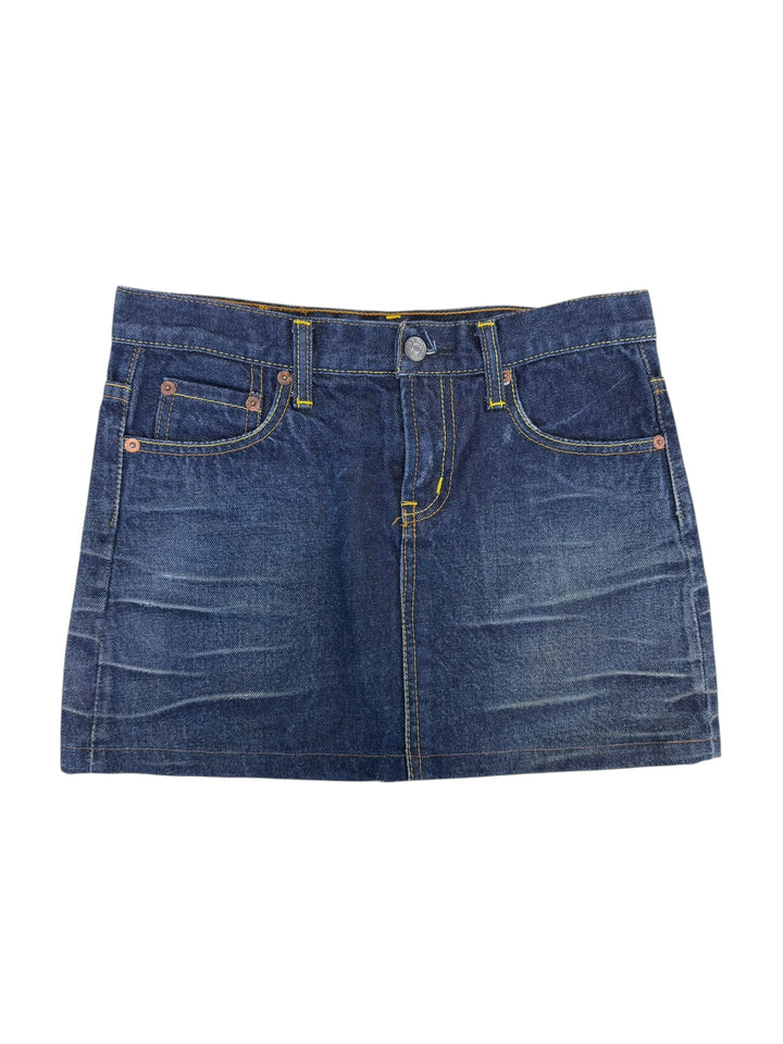 Evisu dark denim mini skirt