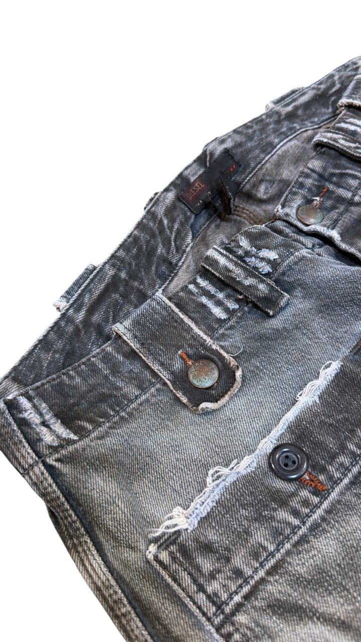 Diesel 2000s faded grey wide leg jeans
