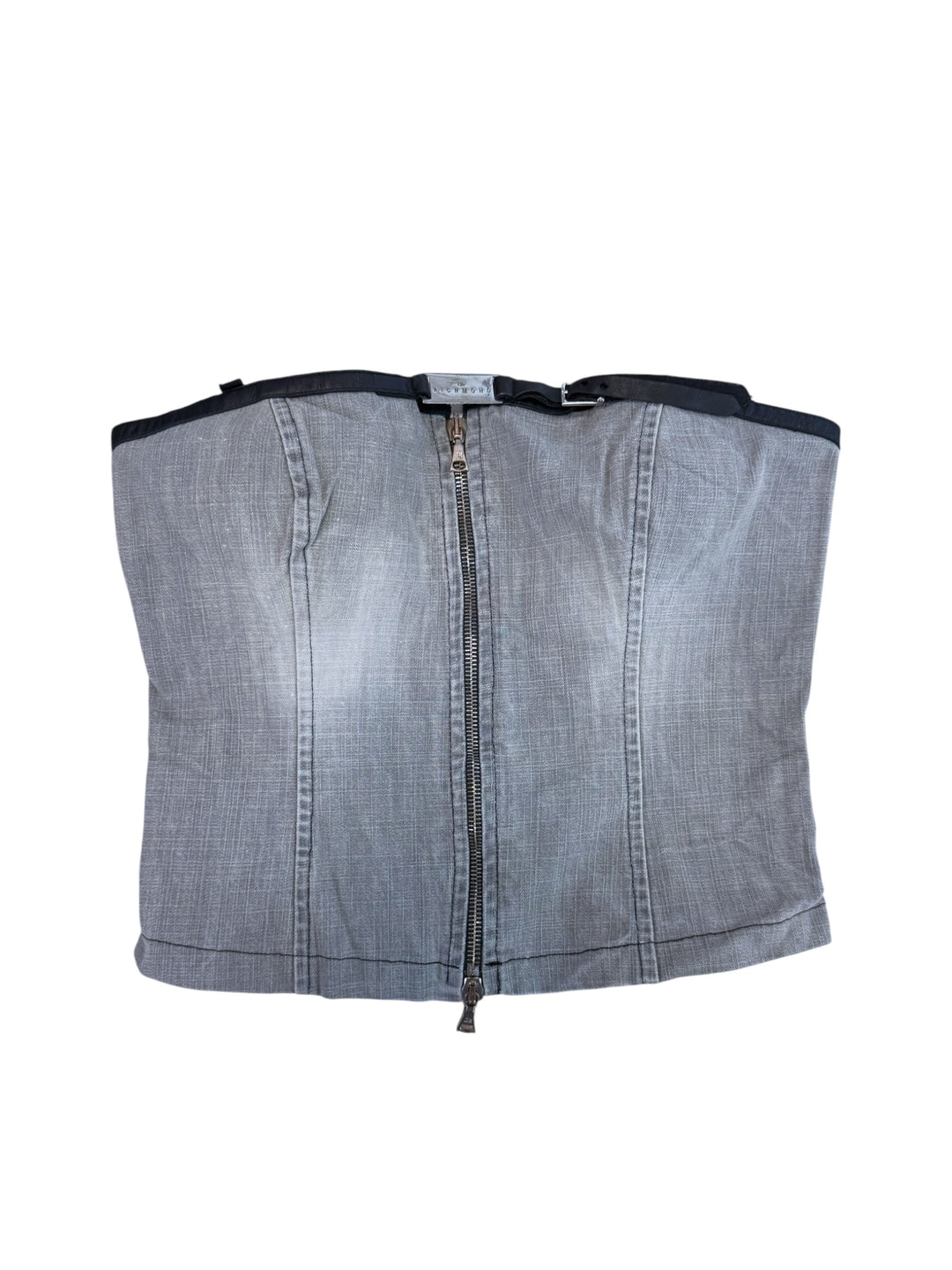 John Richmond grey strapless zip corset top
