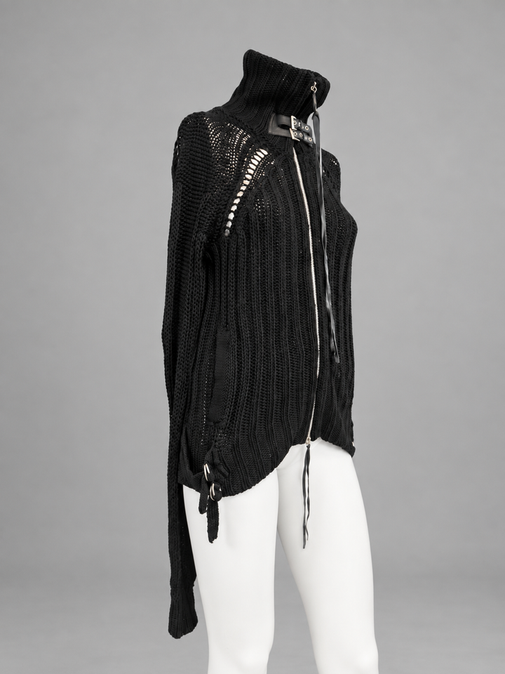 Patrizia Pepe open knit zip cardigan