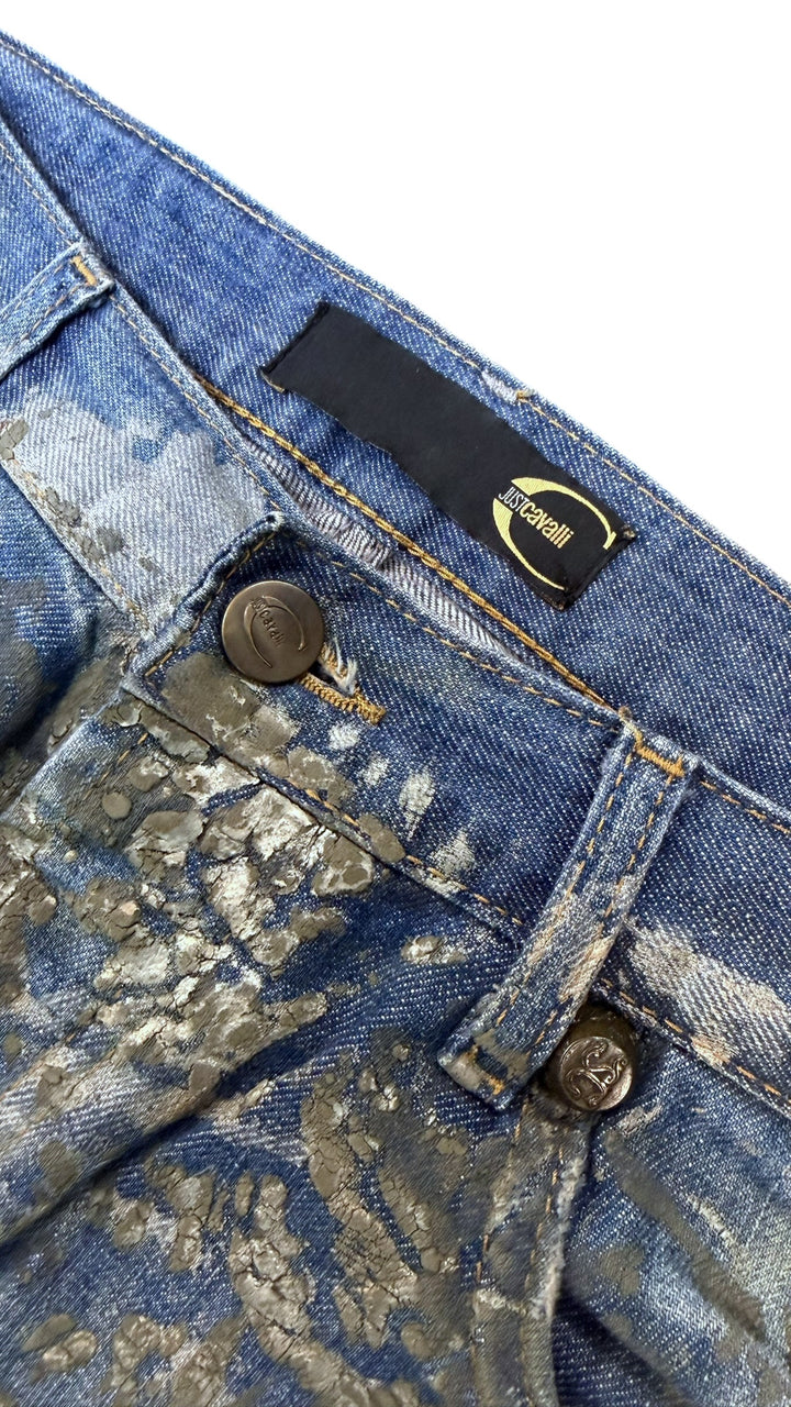SS2007 Cavalli blue golden aged royal denim pants