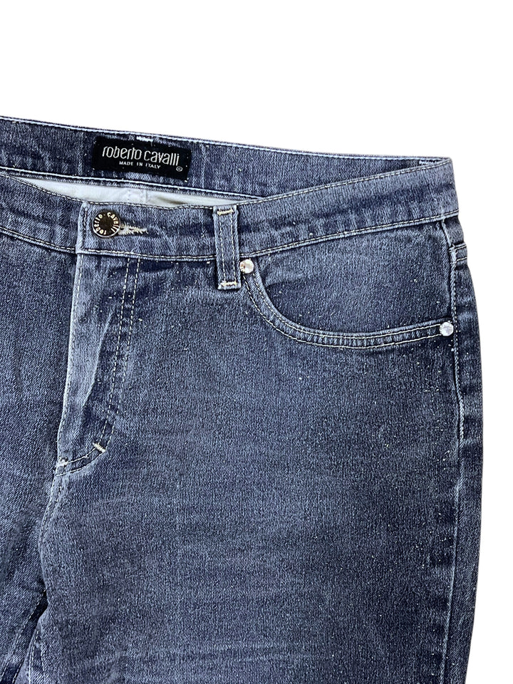Roberto Cavalli 1990’s shiny gray jeans women’s large(40)