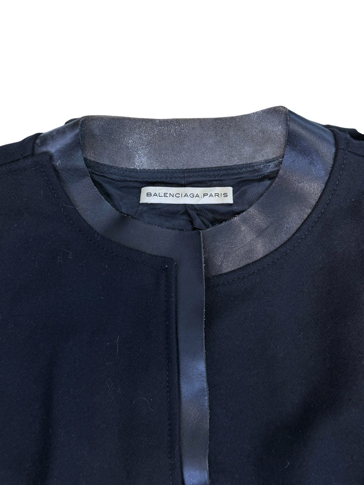 Balenciaga Paris leather-trim cropped jacket
