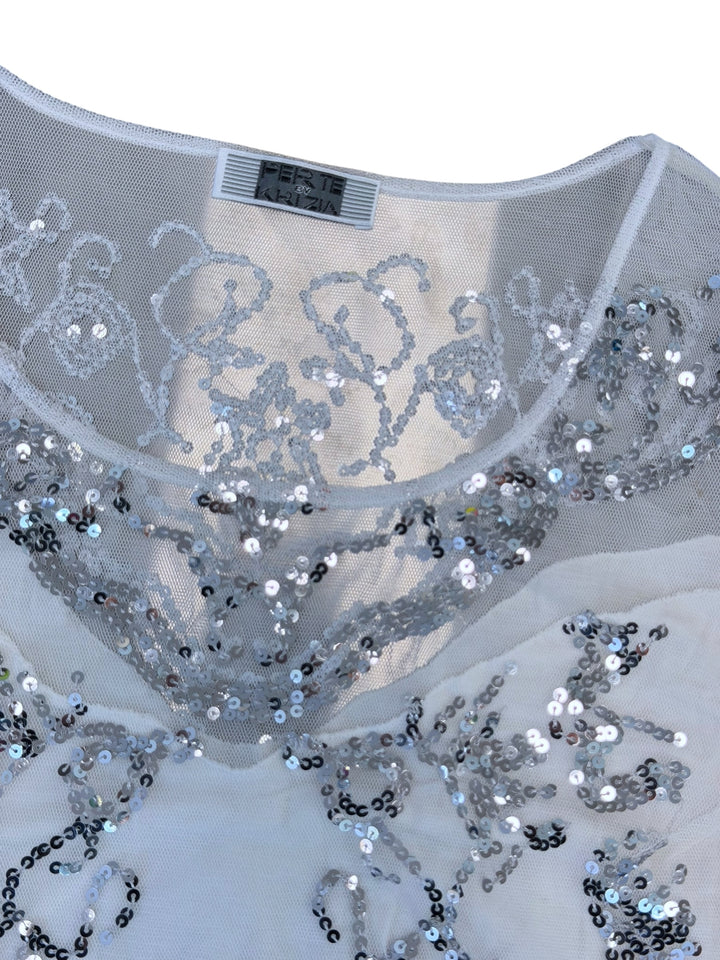Krizia sheer sequin embroidered top