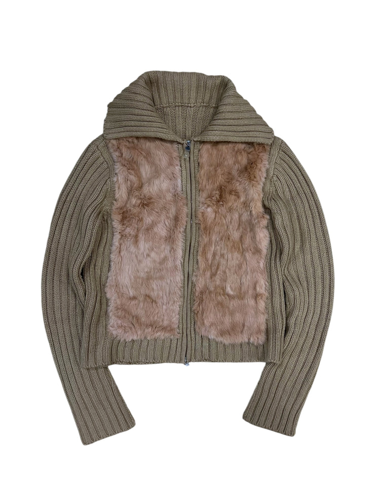 2000s Ribbed Knit Zip-Up Cardigan Medium