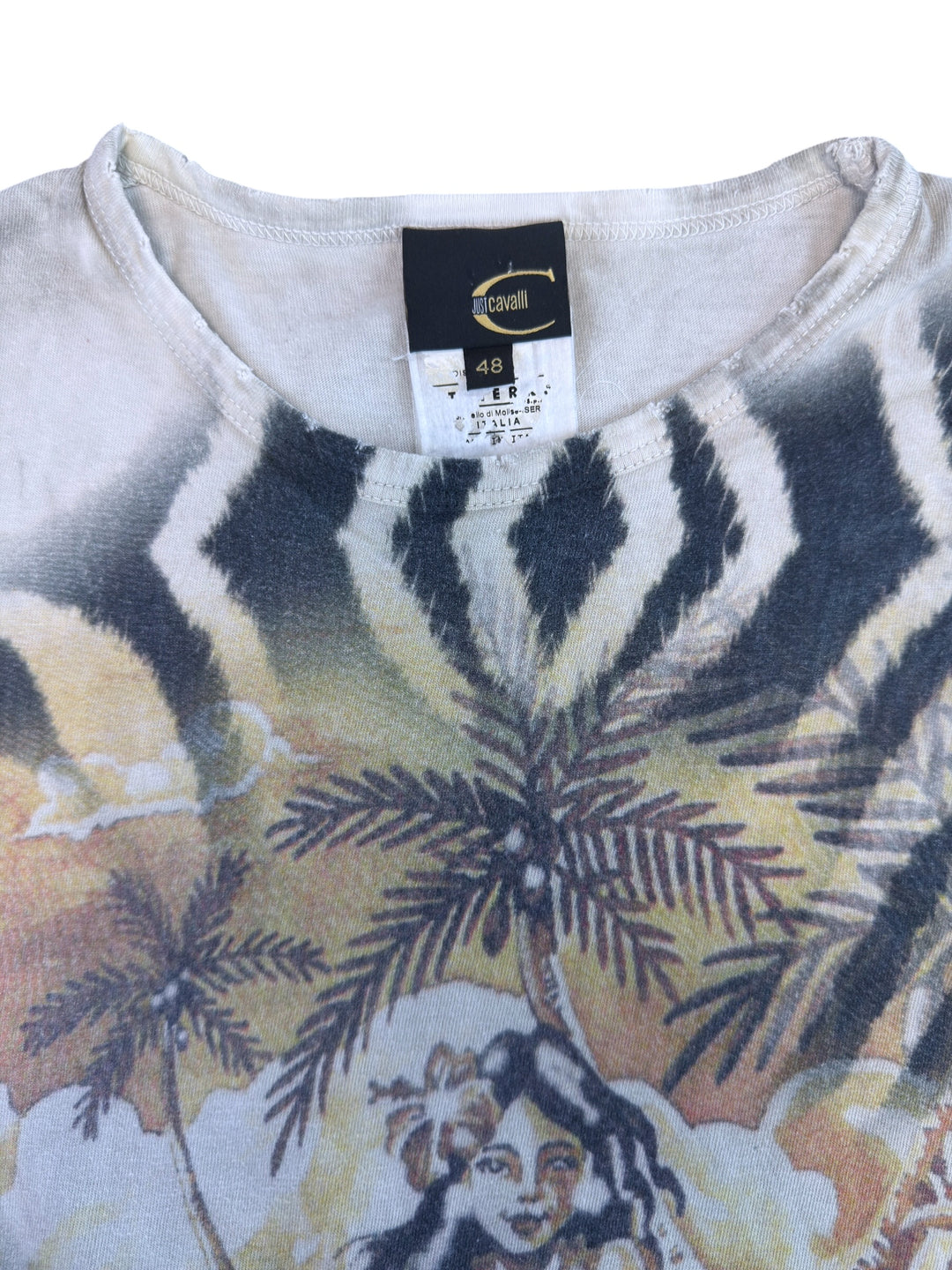 Just Cavalli vintage tropical zebra print t-shirt