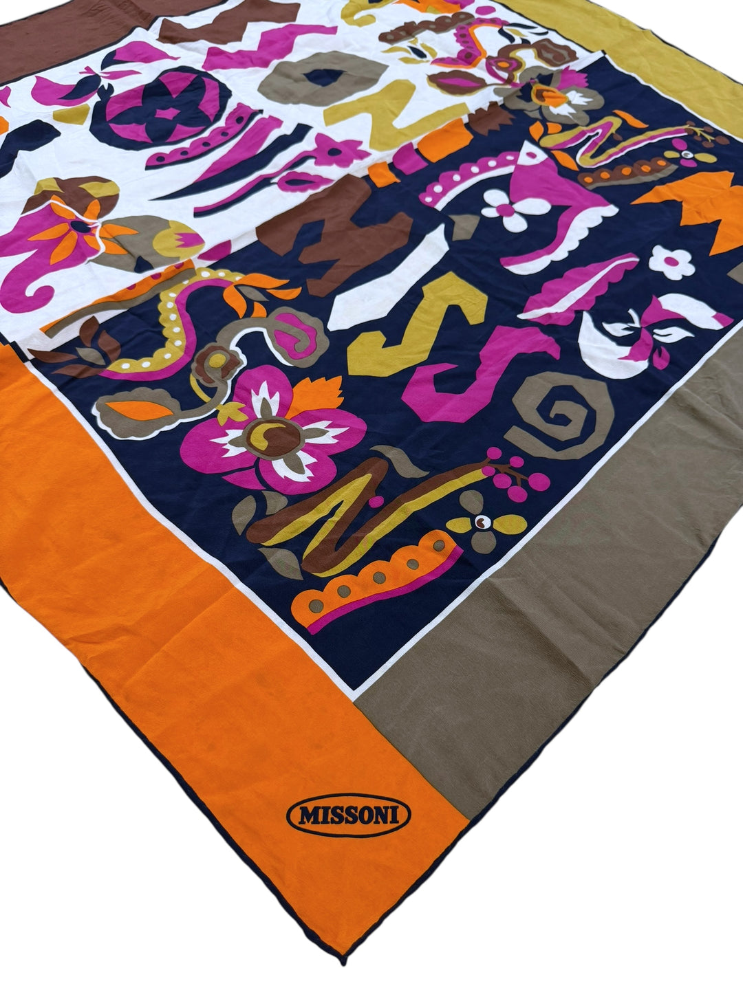 Missoni 1970s Abstract Floral Silk Scarf
