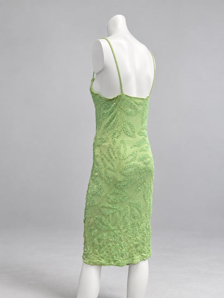 La Perla Vintage Beaded Mesh Mini Dress Small