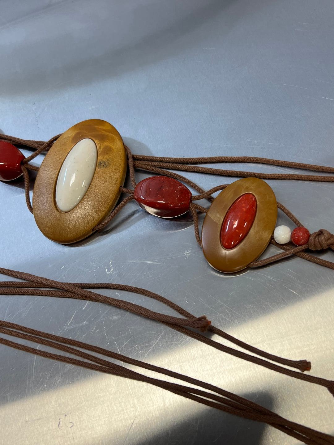 Vintage Adjustable Wooden Bead Belt
