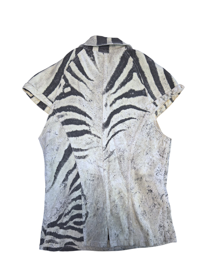 Roberto Cavalli SS1999 zebra print sleeveless shirt