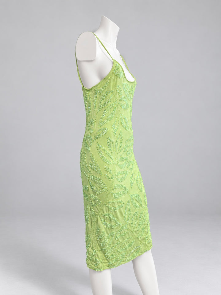 La Perla Vintage Beaded Mesh Mini Dress Small
