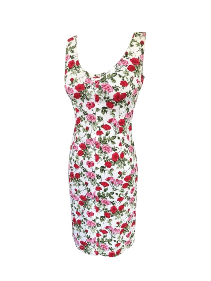 1990s Dolce & Gabbana Pretty Floral Fitted Dress Small