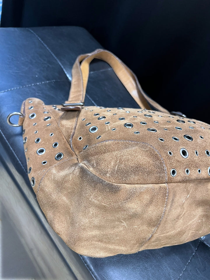 Prada Vintage Brown Suede Eyelet Tote Bag – Made in Italy