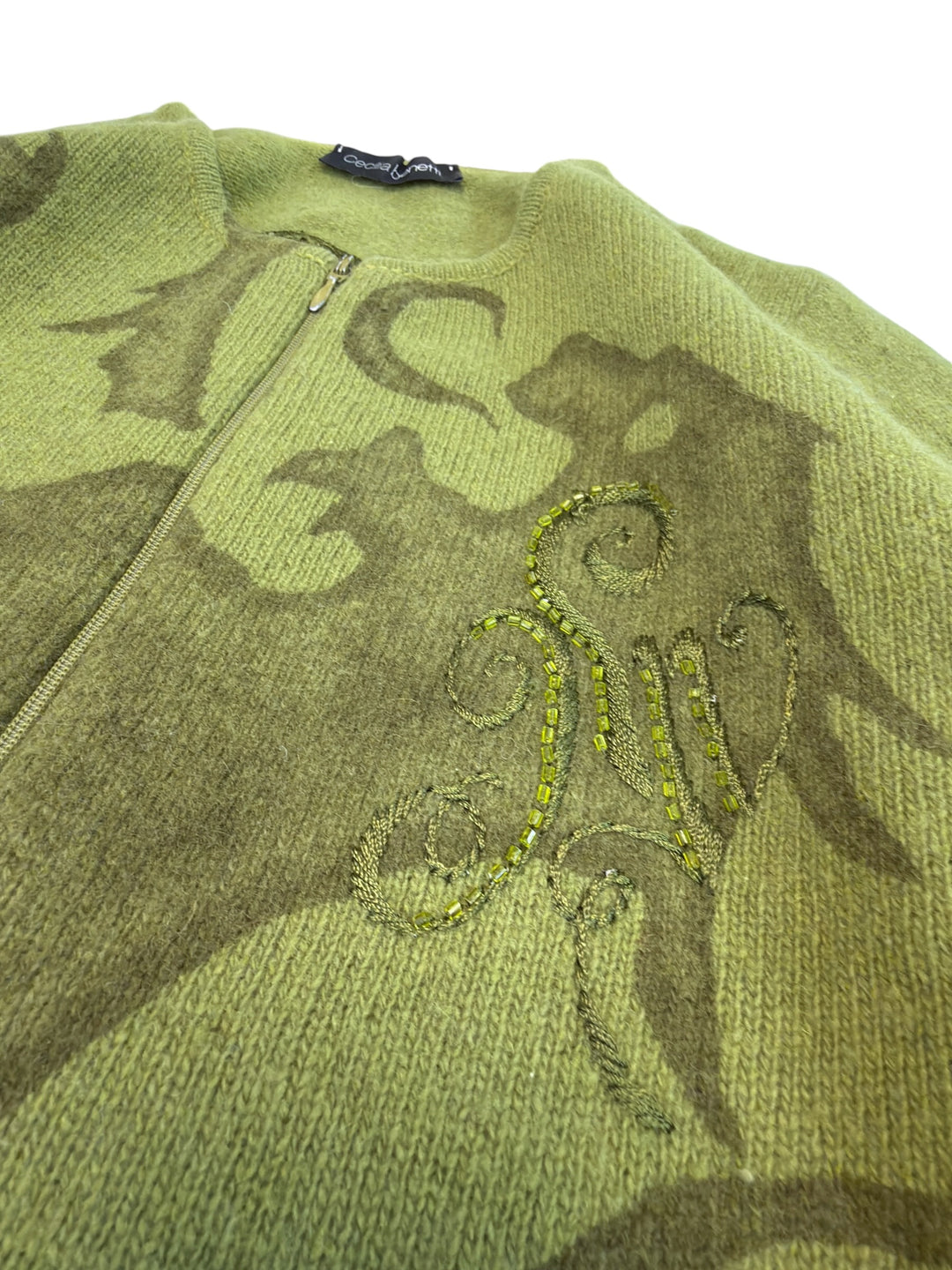 Cecilia Benetti wool angora dragon zip cardigan