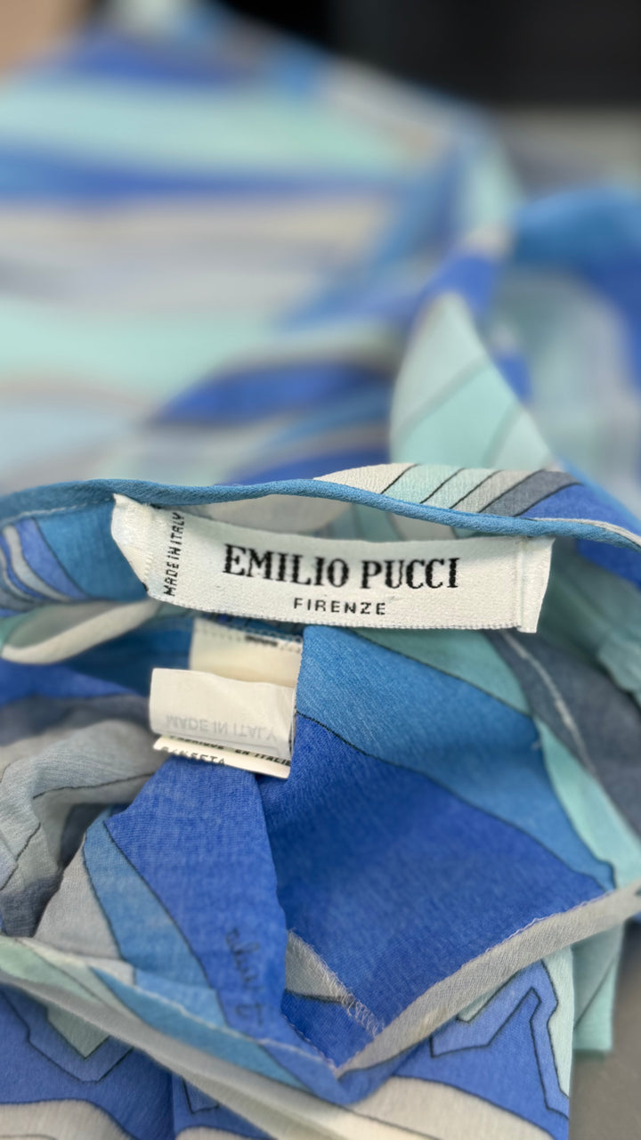Emilio Pucci blue abstract print silk skirt