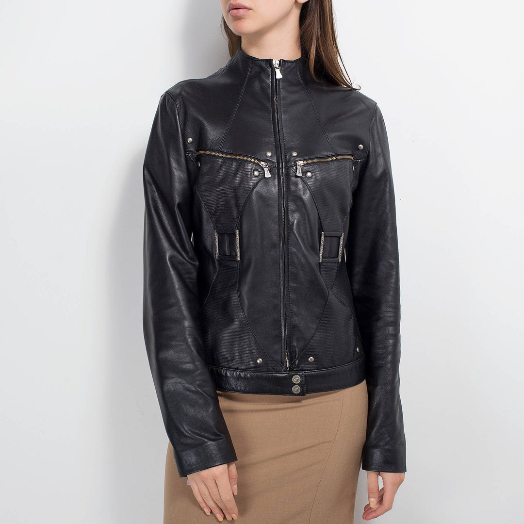 Versace Vintage Leather Biker Jacket Women’s Medium