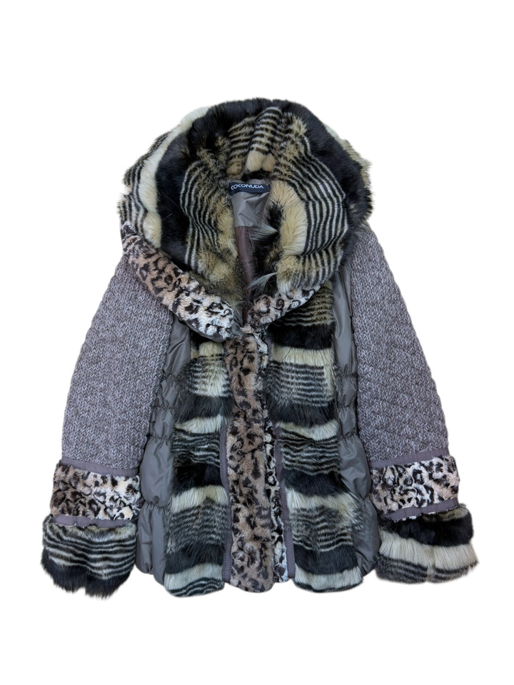 Coconuda multi-fur knit jacket medium
