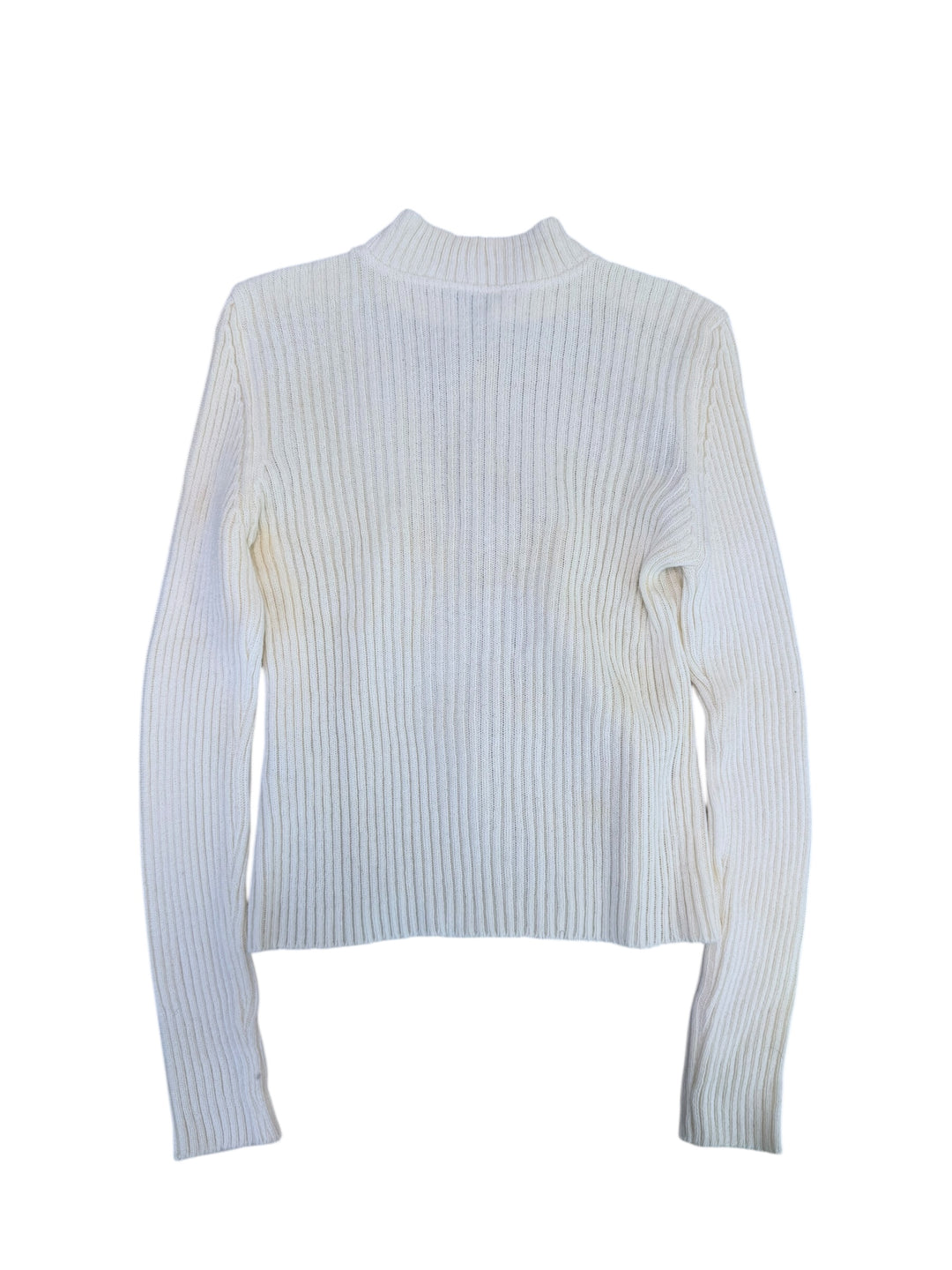 Extyn Y2K leather & knit buckle jacket white small