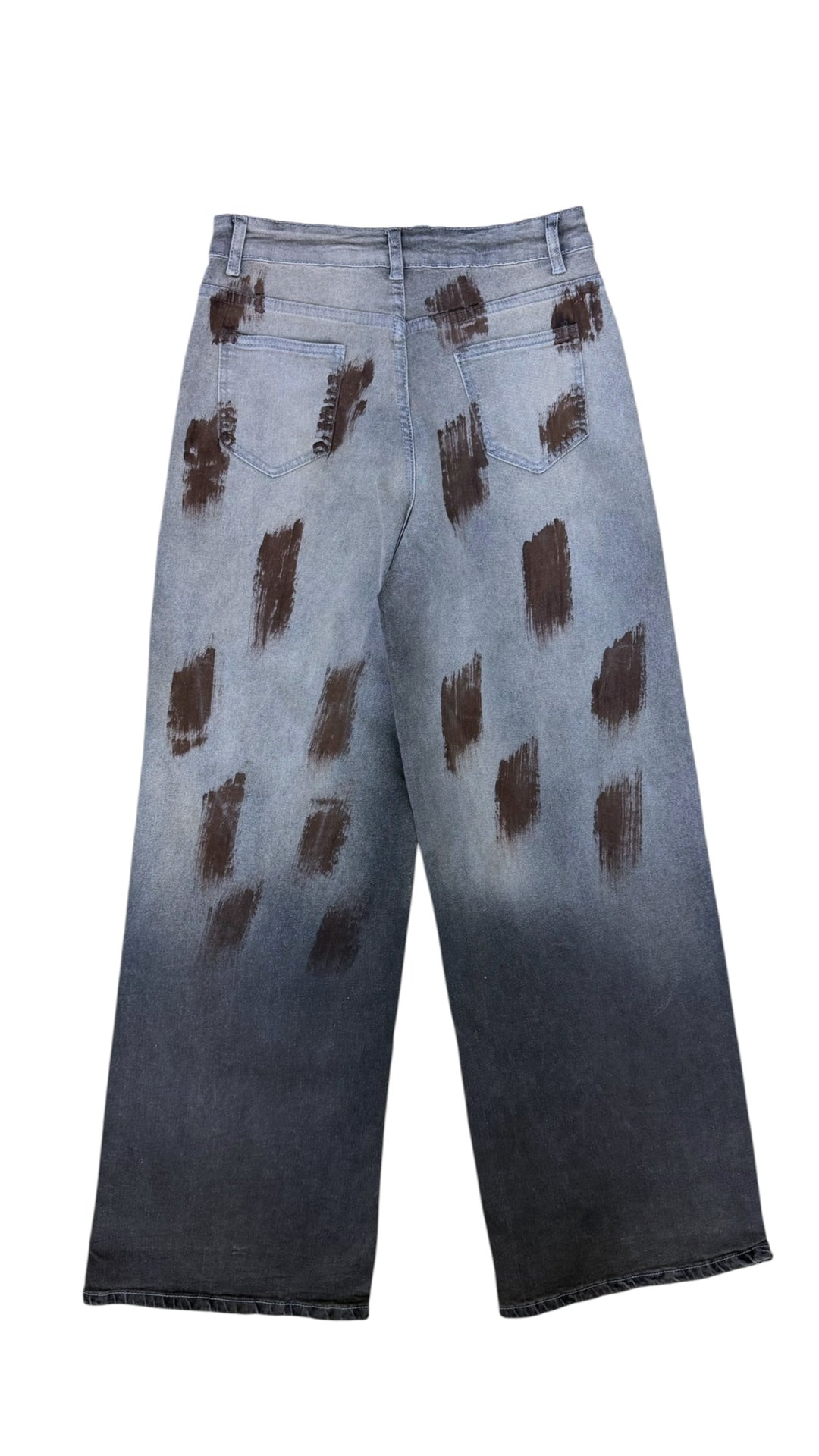 Vintage high waist abstract paint print jeans