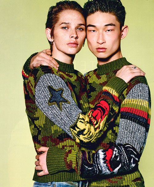 Diesel archive camouflage patchwork wool sweater