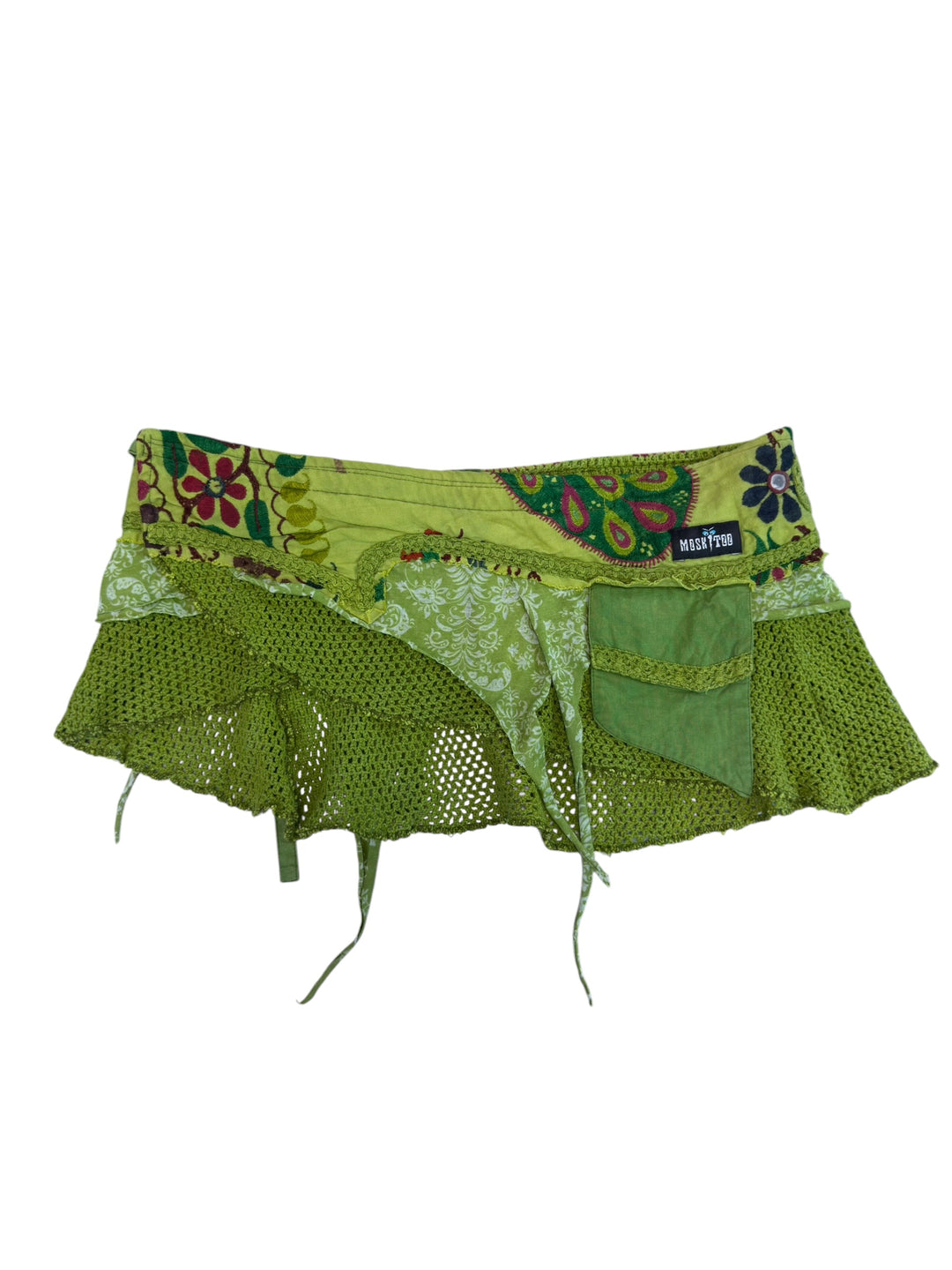 2000s crochet wrap mini skirt
