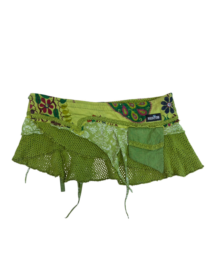 2000s crochet wrap mini skirt