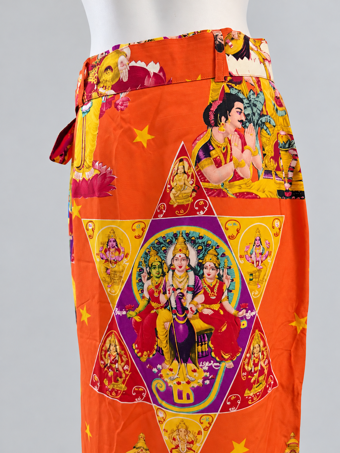 Byblos vintage Hindu Deity print silk skirt - SS 1992