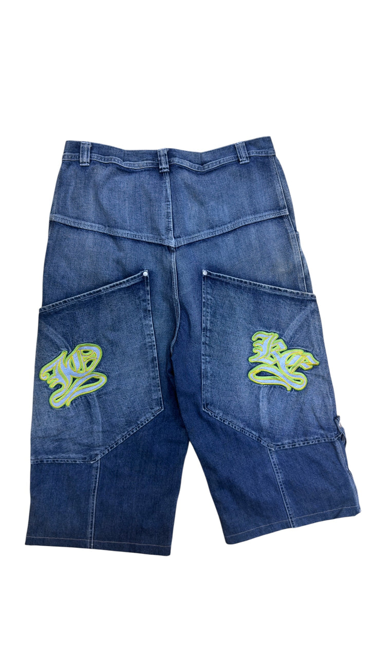 2000s denim cargo shorts blue