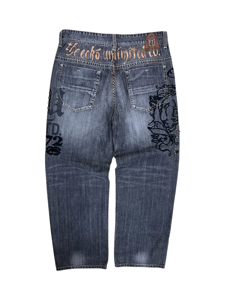 Ecko Unltd baggy embroidery jeans men’s medium