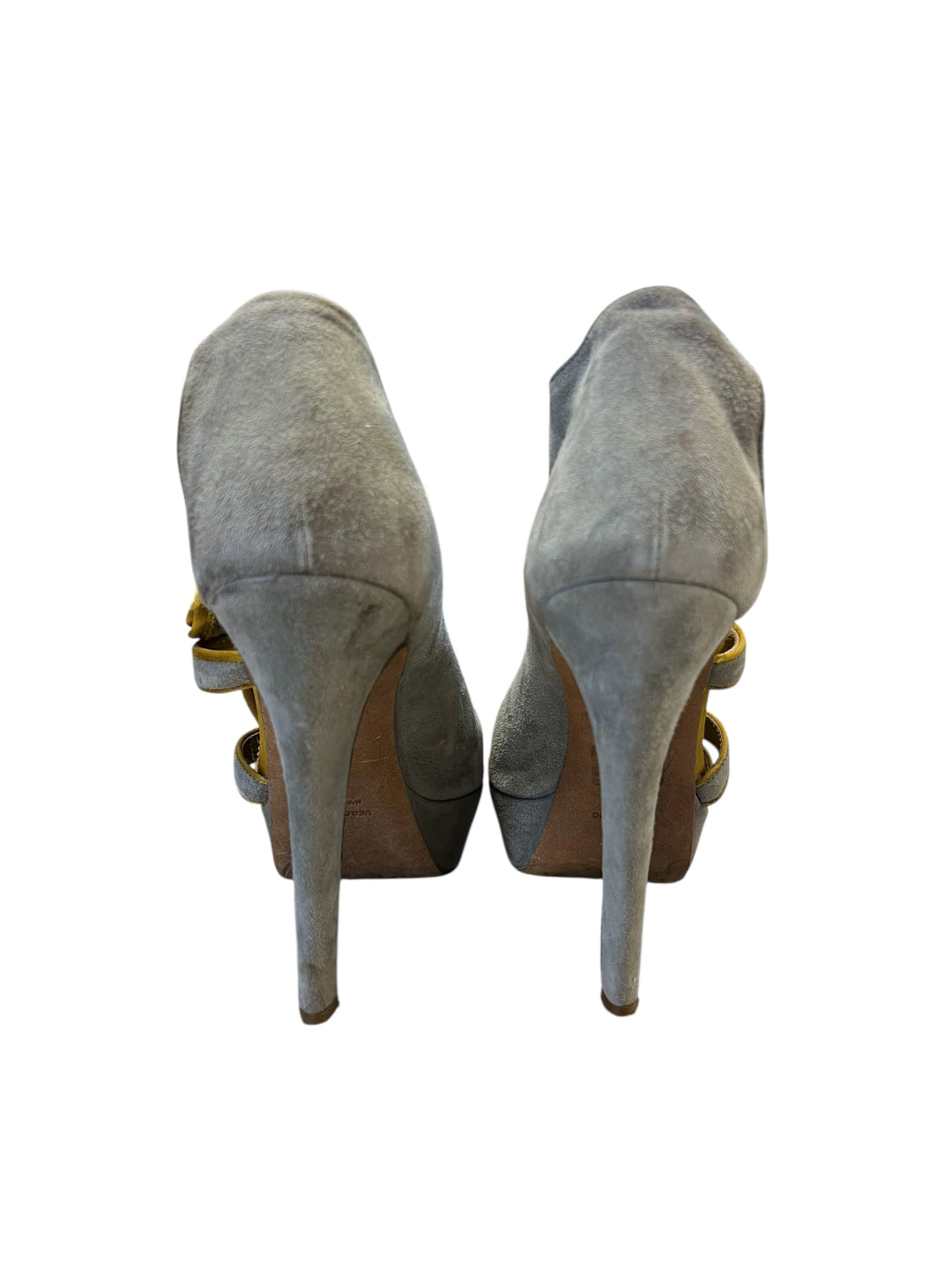 Just Cavalli 2009 Suede High Heels with Yellow Velvet Details Size eu39