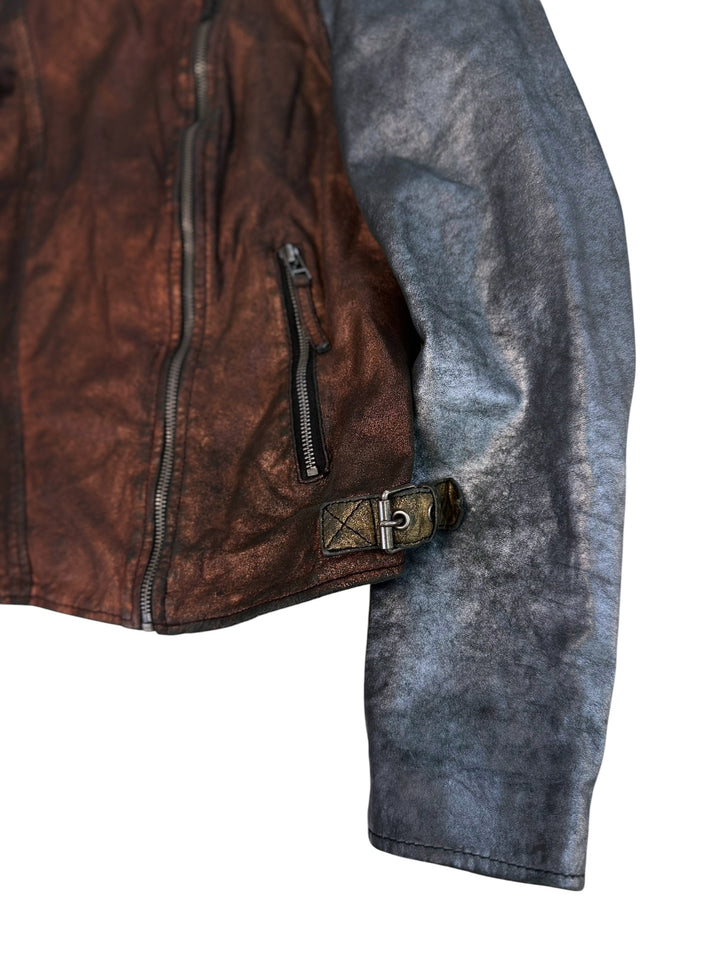Freaky Nation Disco Fever metallic leather biker jacket