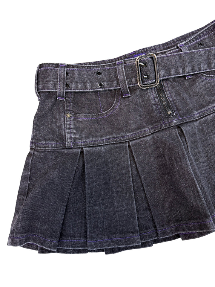 Fiorucci belted pleated denim mini skirt