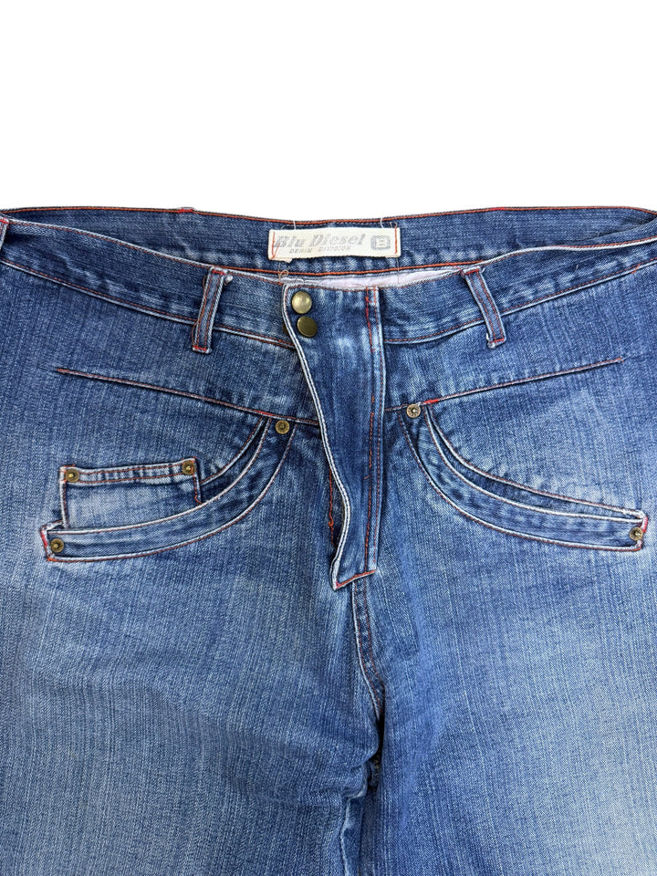 Blu Diesel logo panel wide leg jeans