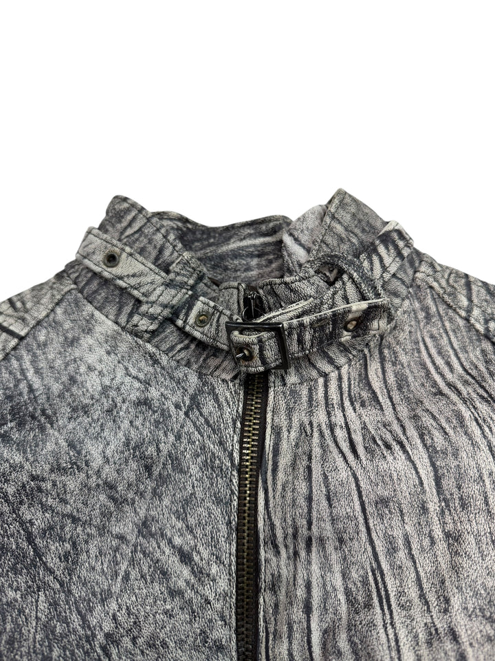 Vintage artisanal textured leather jacket extra small
