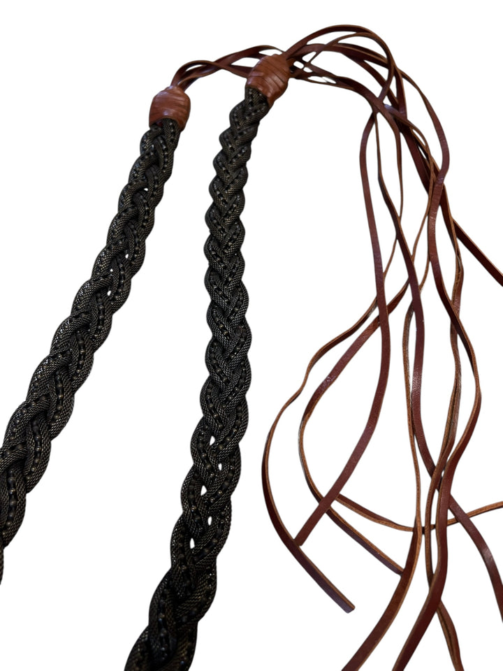 Braided Rope & Faux Leather Tassel Belt