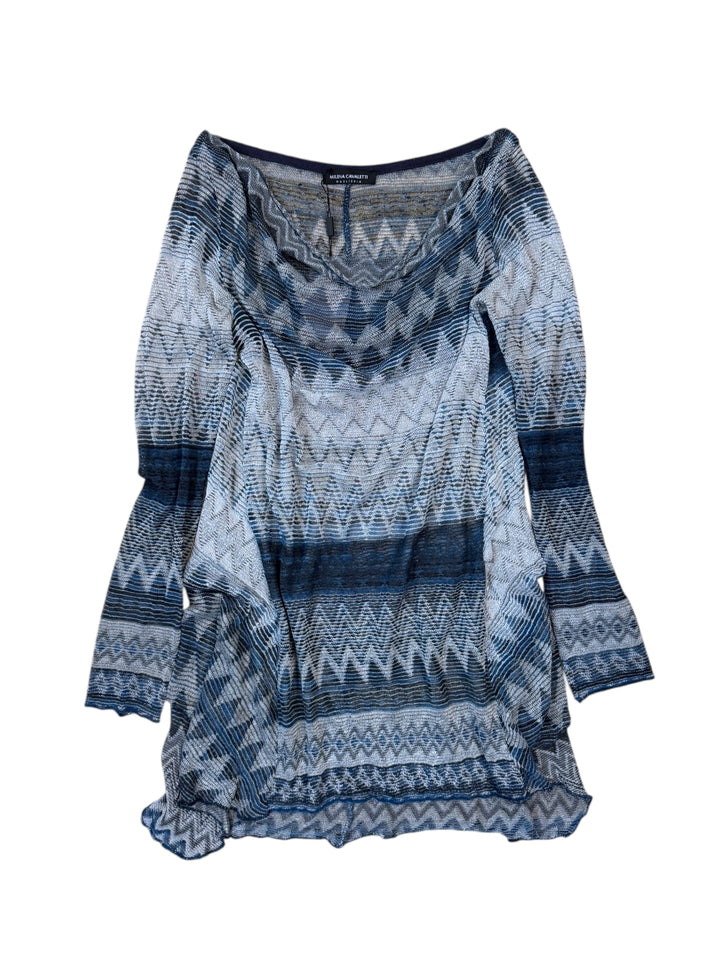 Vintage blue abstract knit top medium