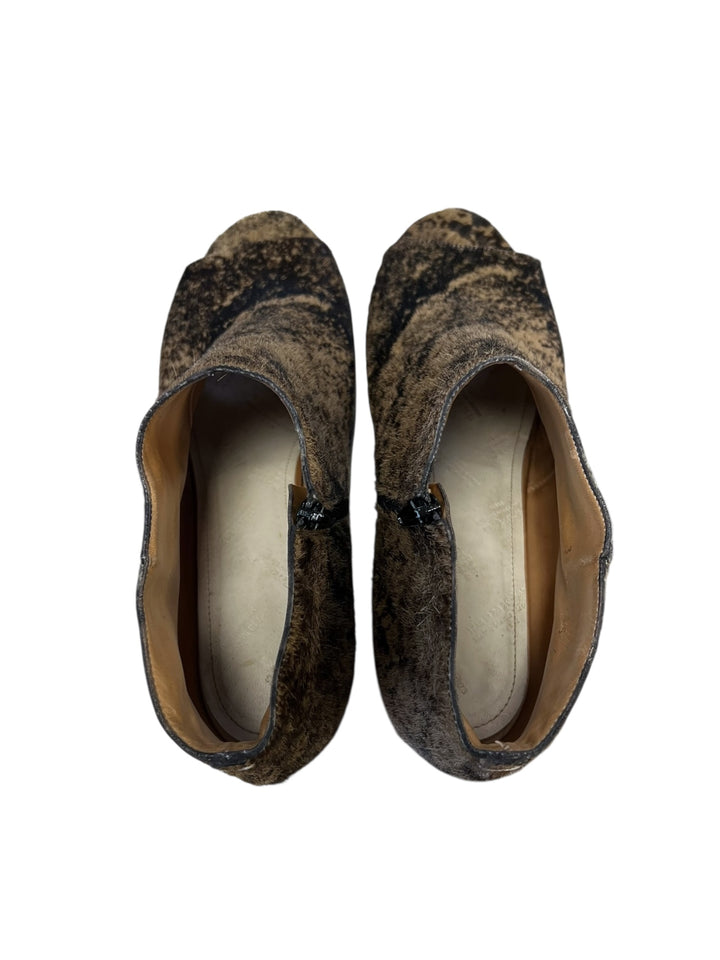 2000s Maison Martin Margiela Pony Hair Peep Toe Ankle Boots Size Eu40