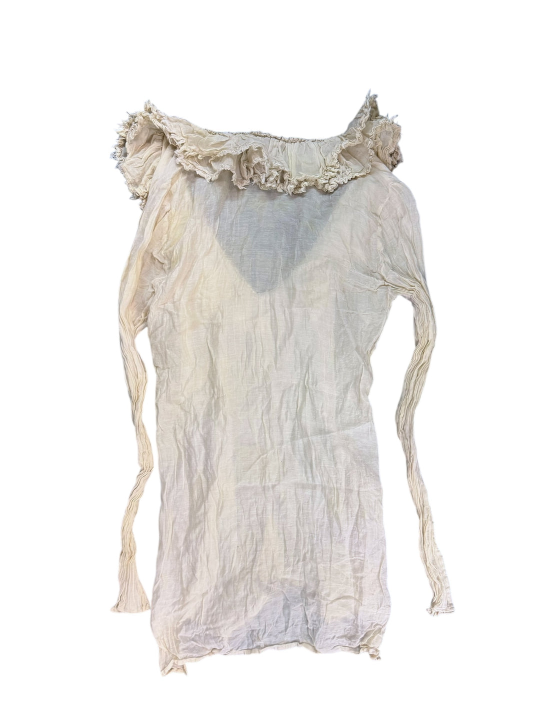 Gucci ruffled sheer blouse in ivory cotton