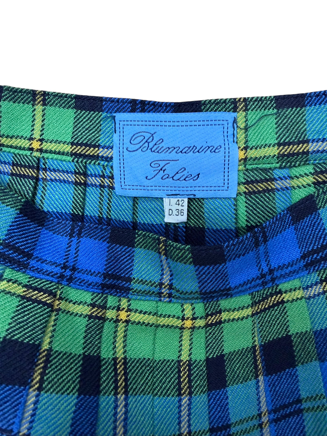 Blumarine tartan pleated mini skirt blue green