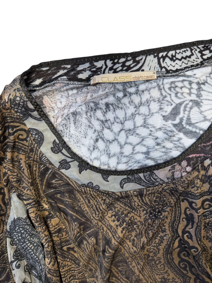 2000s Class Roberto Cavalli Baroque Mesh Top