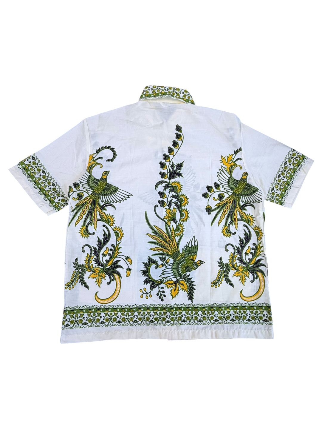 Vintage Java Batik bird print short sleeve shirt