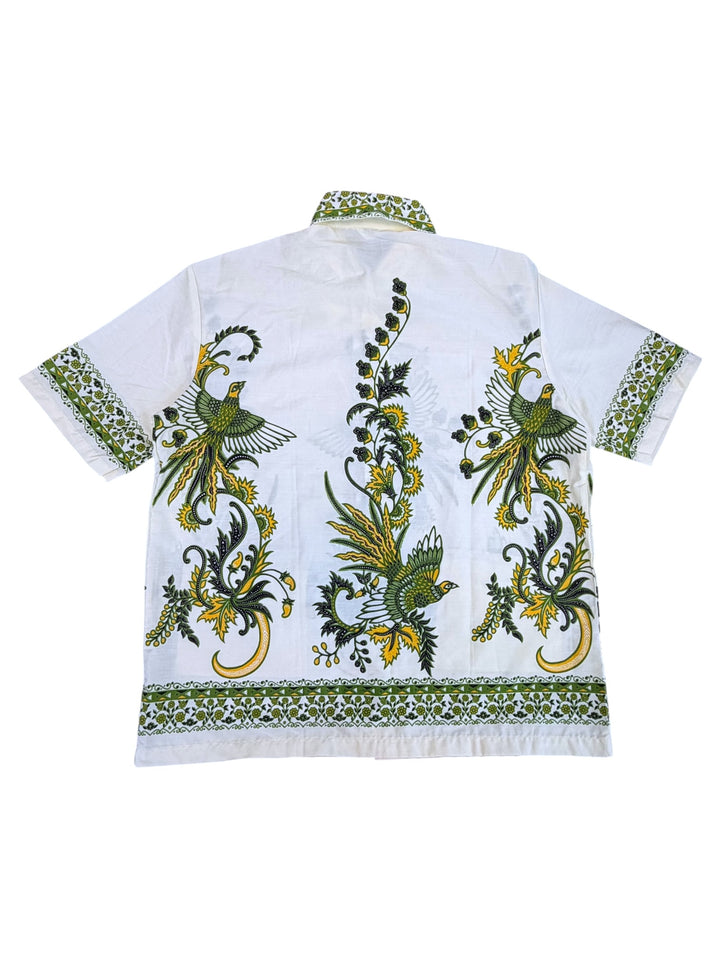 Vintage Java Batik bird print short sleeve shirt